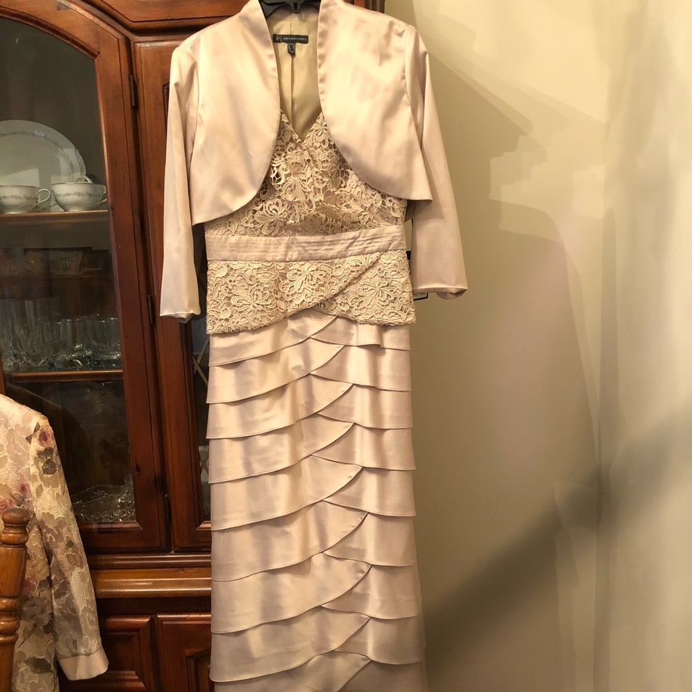 Full length evening gown.